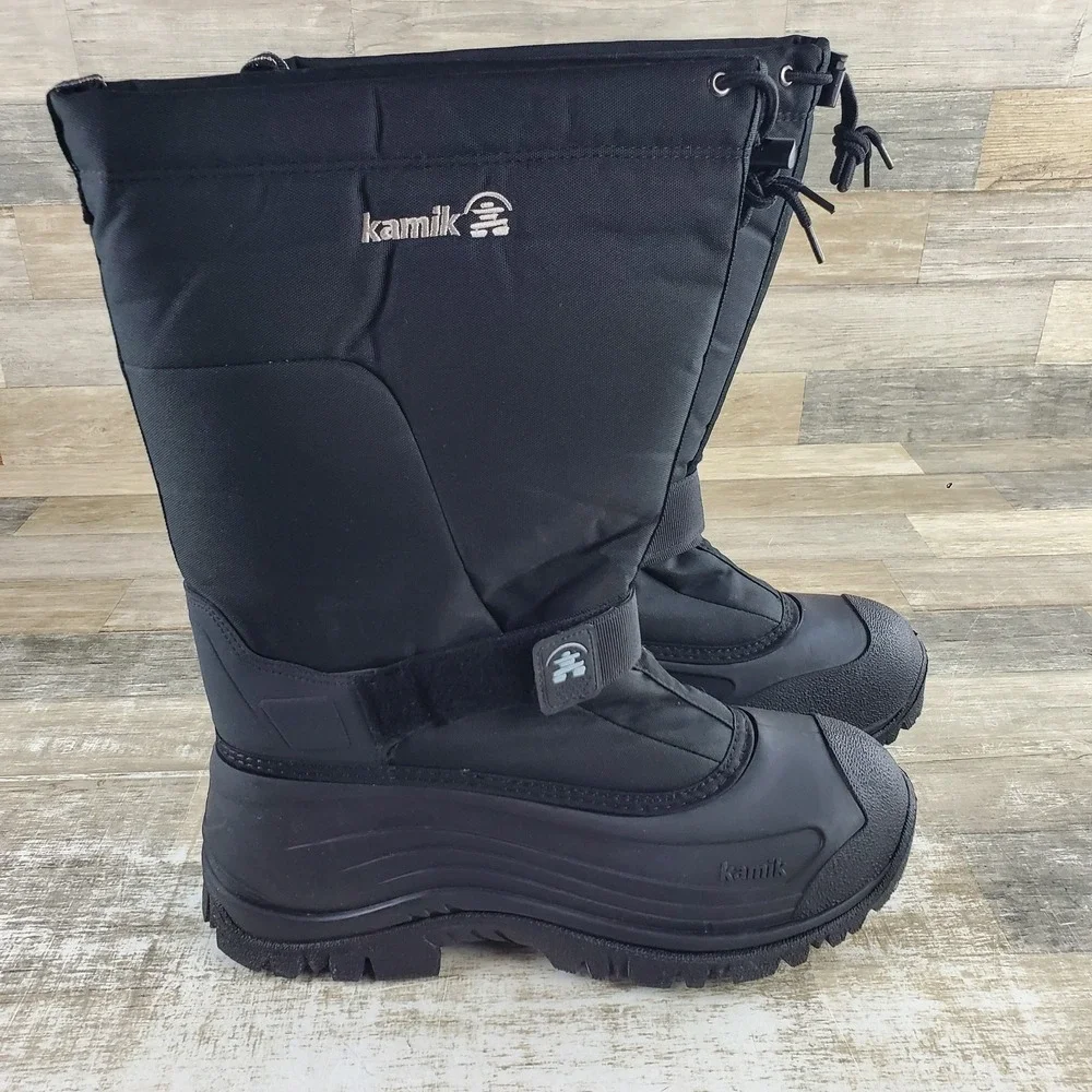 Kamik Greenbay 4 Men Winter Boot Sz 15 Black Insulated Midfoot Hook & Loop Strap